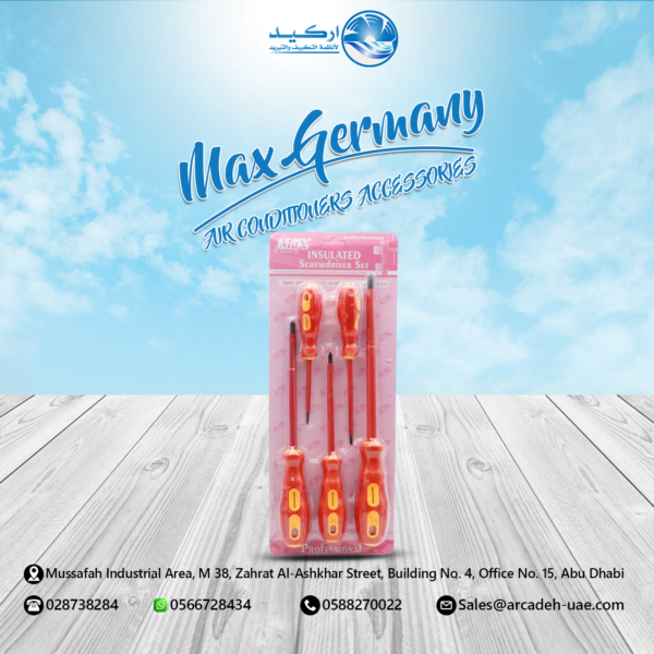 Max Germany 421K-P5 5 Pieces Philips Insulated Screw Driver Set - Orange